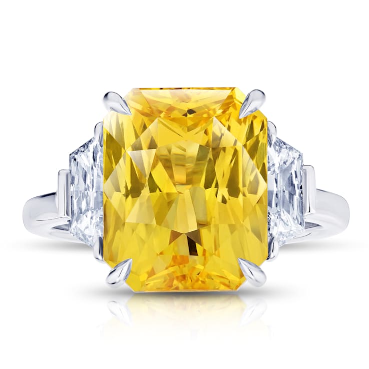 9.90ctw Radiant Yellow Sapphire and Diamond Platinum Ring