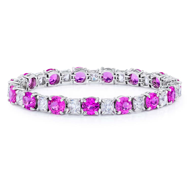 20.92ctw Round Pink Sapphire and Diamond Platinum Bracelet