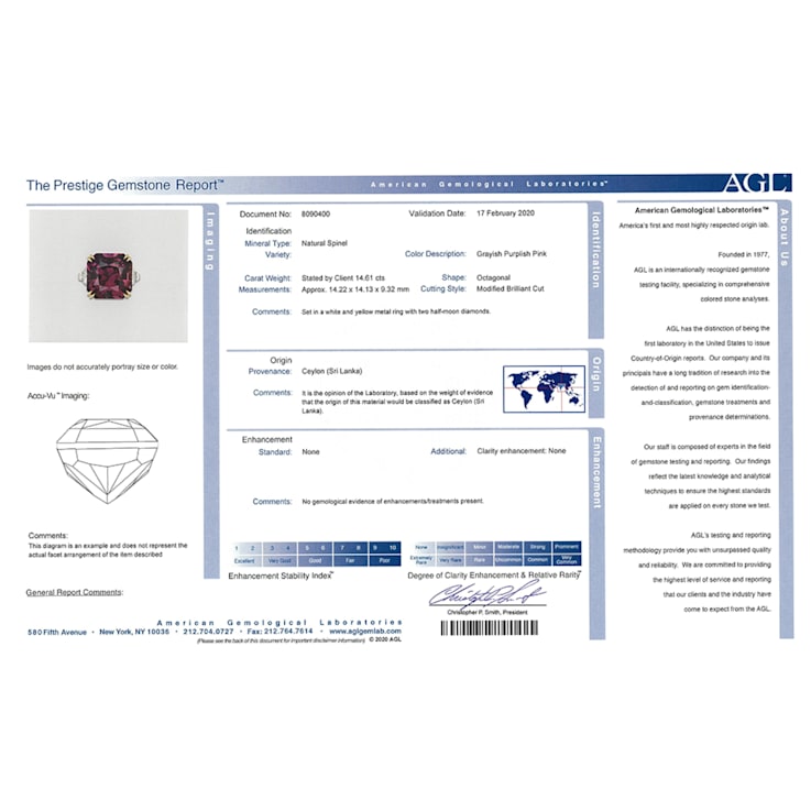 15.28ctw Radiant Cut Purple Spinel and Diamond Platinum Ring