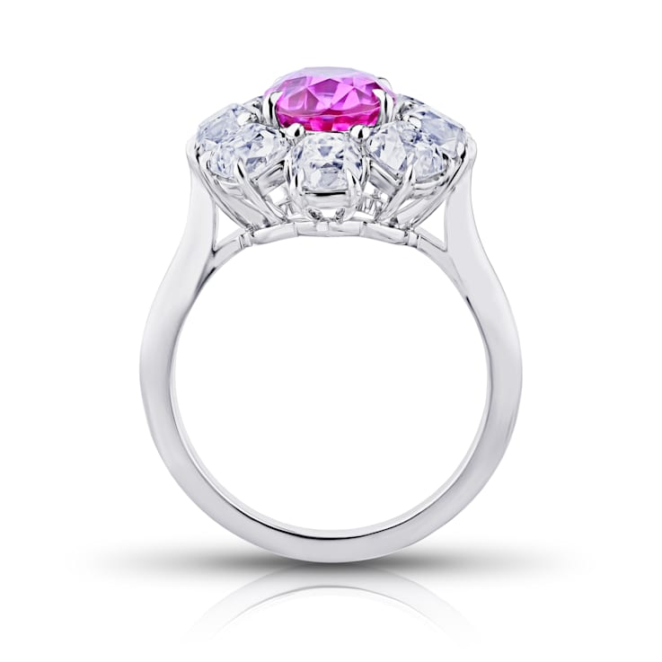 6.47ctw Oval Pink Sapphire and Diamond Platinum Ring
