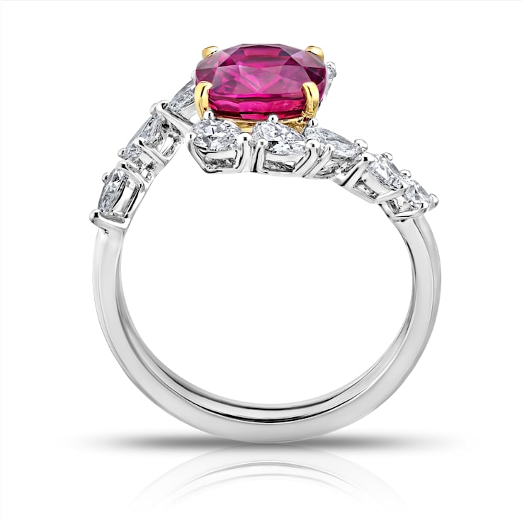 4.34ctw Cushion Red Ruby and Diamond Platinum Ring