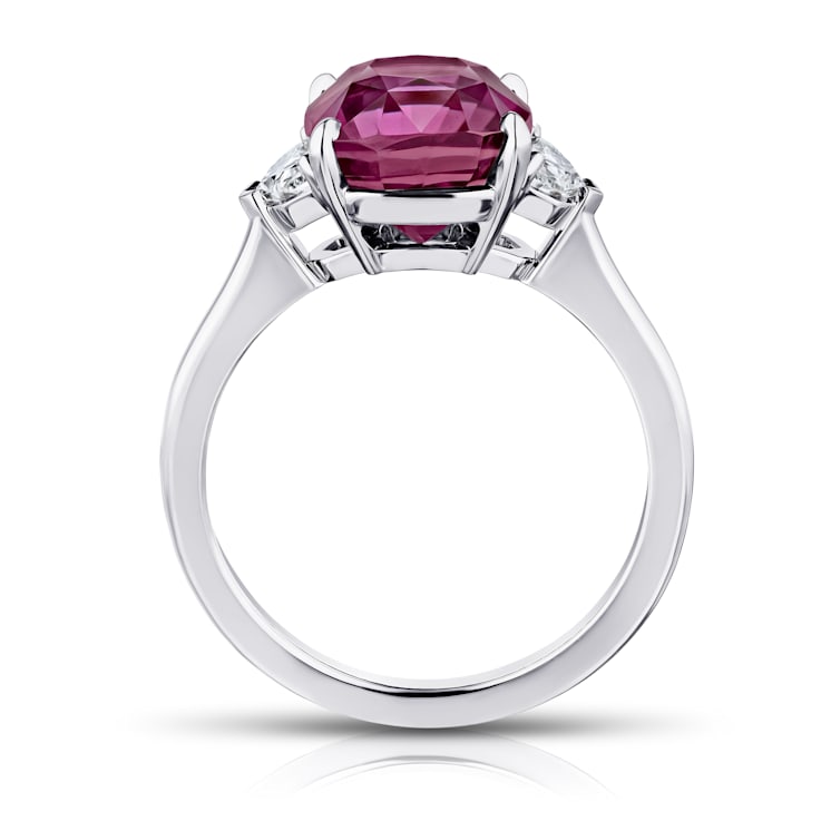 Rectangular Cushion Pinkish Red Sapphire and Diamond Platinum Ring 6.22ctw
