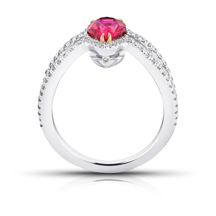 Pear Ruby and Diamond Platinum Ring 1.87ctw