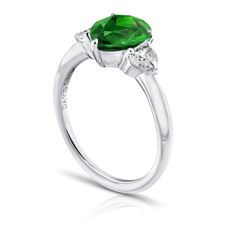 Platinum 2.43 Carat Pear Shape Bluish Green Sapphire and Diamond Ring
