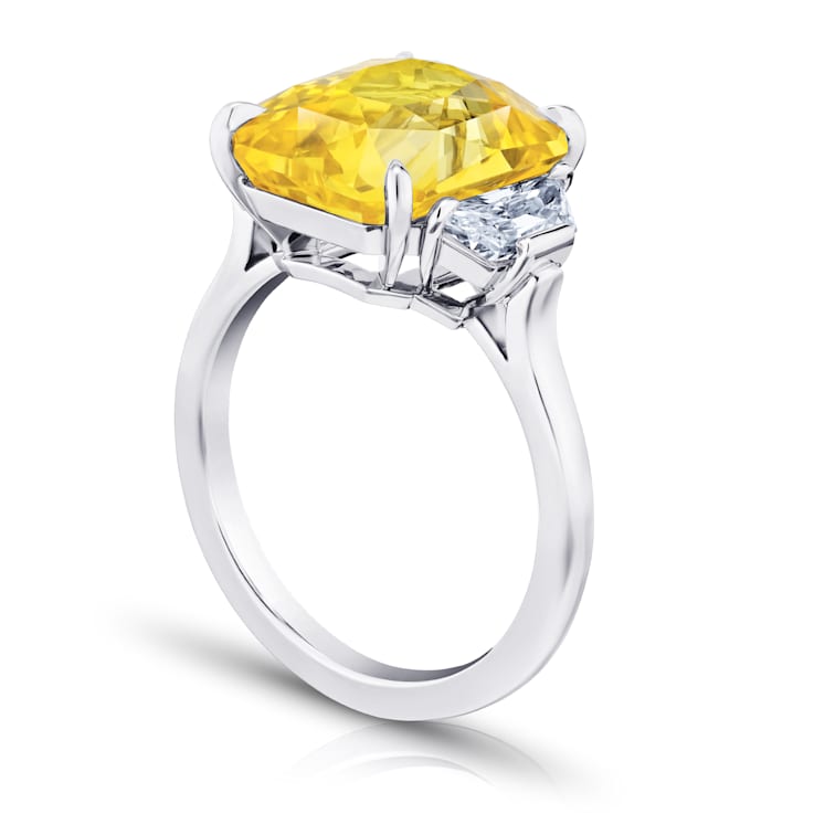 9.90ctw Radiant Yellow Sapphire and Diamond Platinum Ring