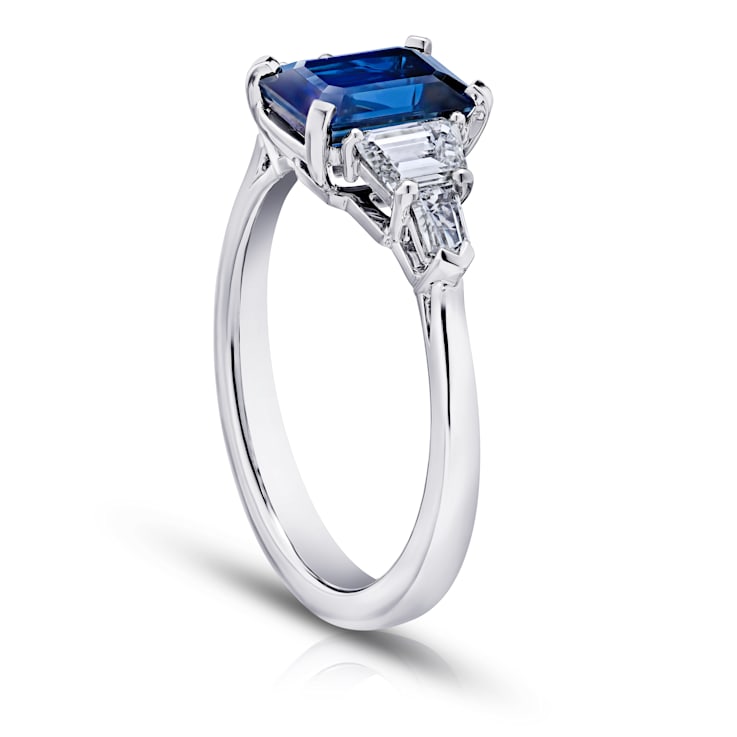 No.1043　専用出品　リング３点 Rectangular Octagonal Blue Sapphire and Diamond Platinum
