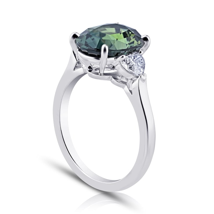 5.80ctw Oval Green Sapphire and Diamond Platinum Ring