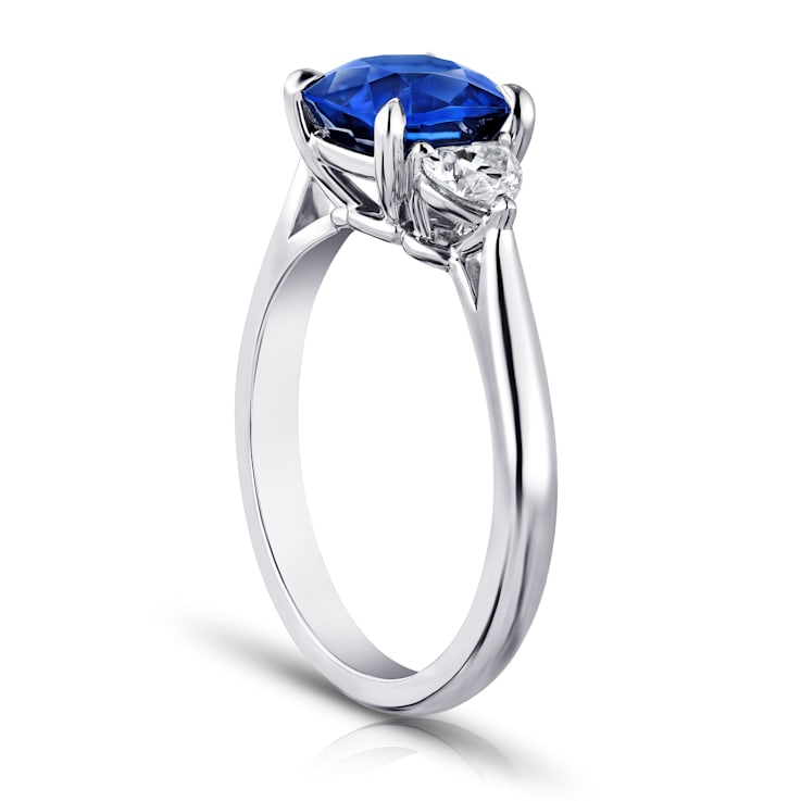 Square Cushion Blue Sapphire and Diamond Platinum Ring 3.10ctw