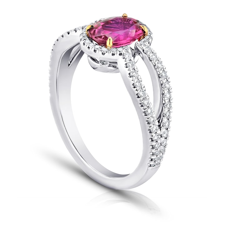 Oval Ruby and Diamond Platinum Ring 1.98ctw