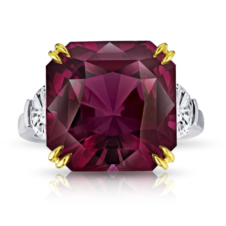15.28ctw Radiant Cut Purple Spinel and Diamond Platinum Ring