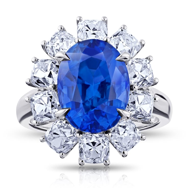 11.53ctw Oval Blue Sapphire and Diamond Platinum Ring