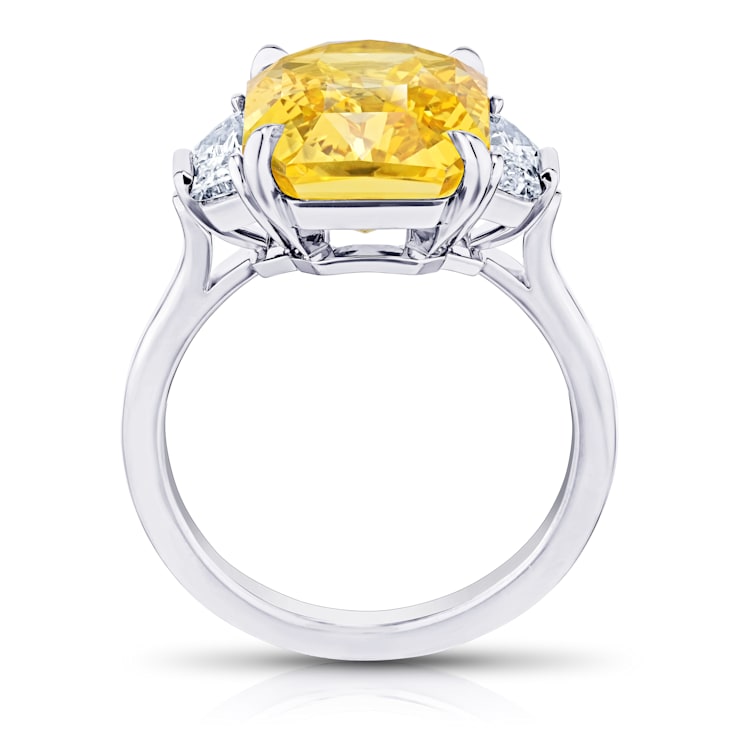 9.90ctw Radiant Yellow Sapphire and Diamond Platinum Ring