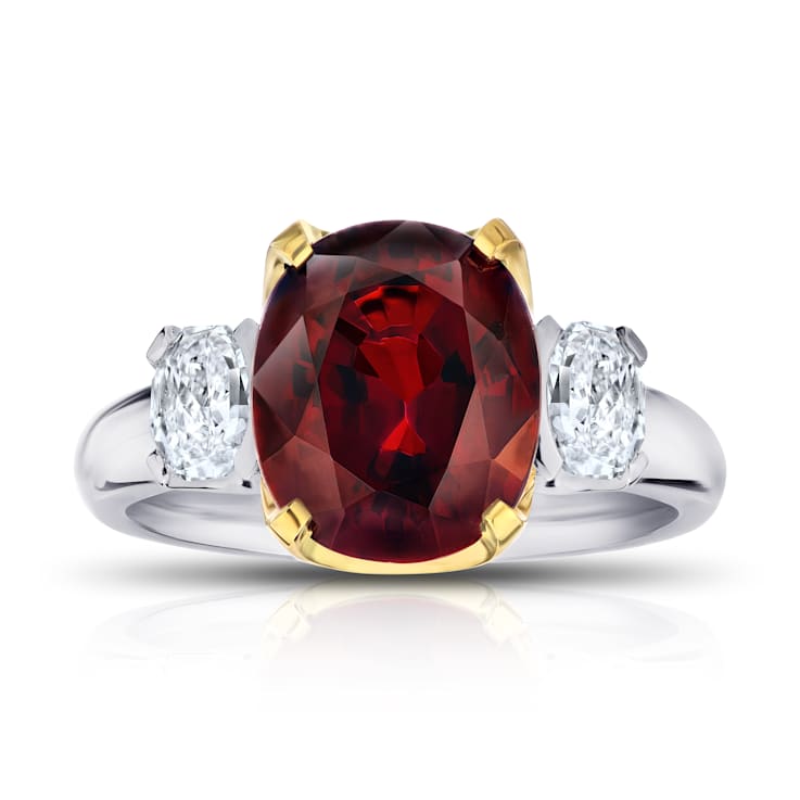 Square Cushion Red Spinel and Diamond Platinum Ring 6.00ctw