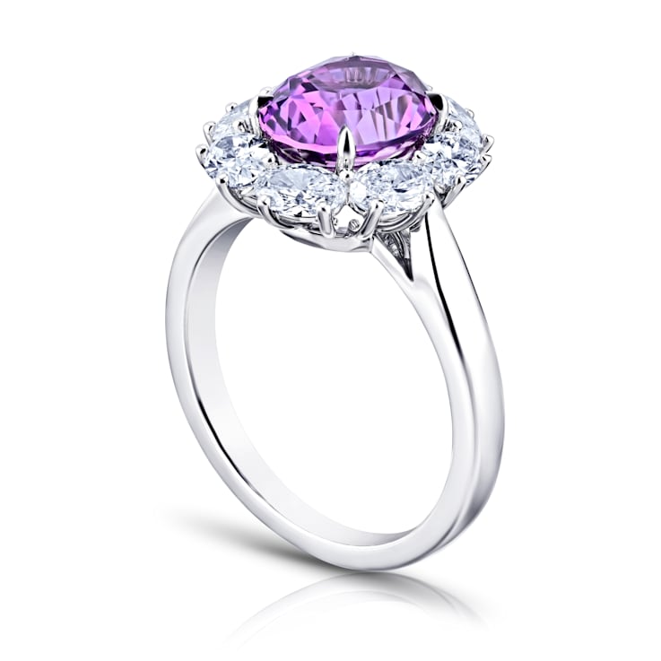4.94ctw Oval Purple Sapphire and Diamond Platinum Ring