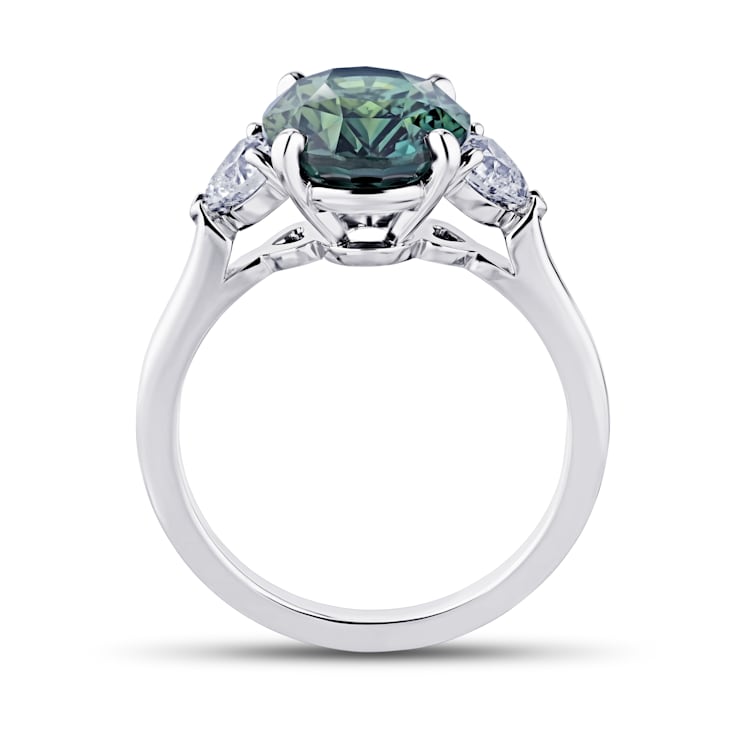 5.80ctw Oval Green Sapphire and Diamond Platinum Ring