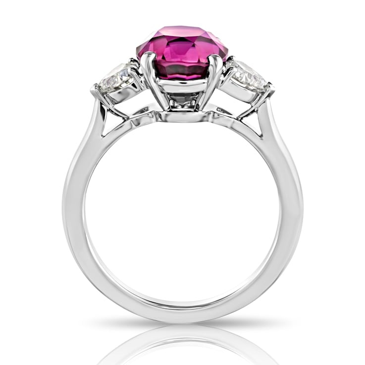 Platinum 4.49 Carat Oval Pink Sapphire and Diamond Ring