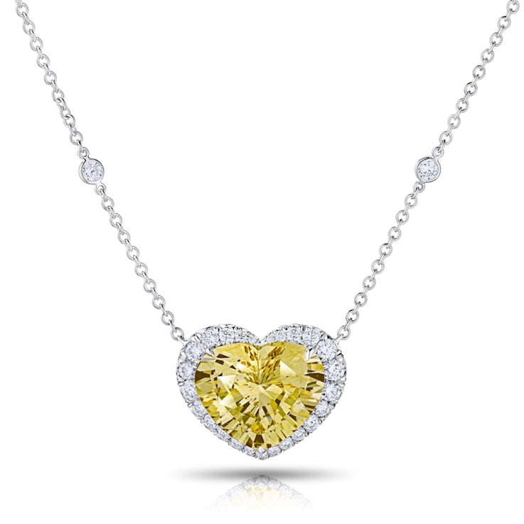12.31 Carat Heart Shaped Yellow Sapphire Pendant 15N4KA