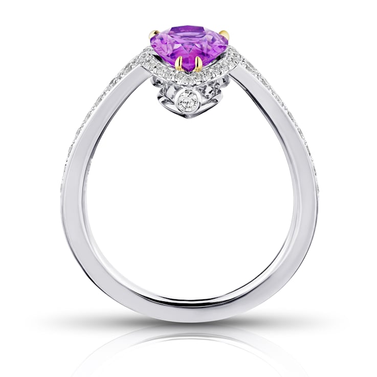 Pear Pink Sapphire and Diamond Platinum Ring 2.15ctw