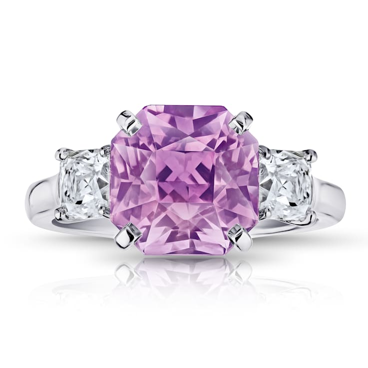 6.96ctw Radiant Cut Pink Sapphire and Diamond Platinum Ring