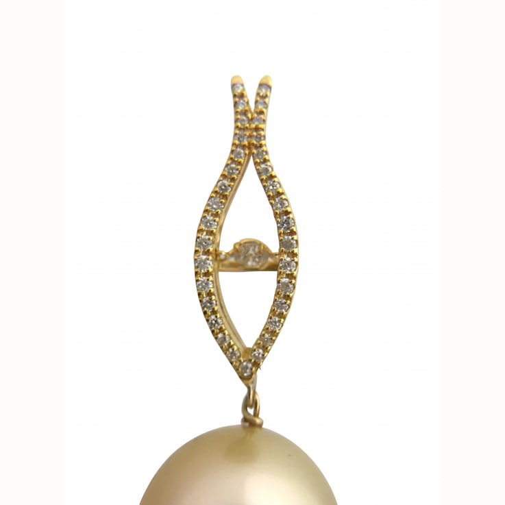 14mm Round Golden South Sea Cultured Pearl & Diamond Pendant 18k
Yellow Gold