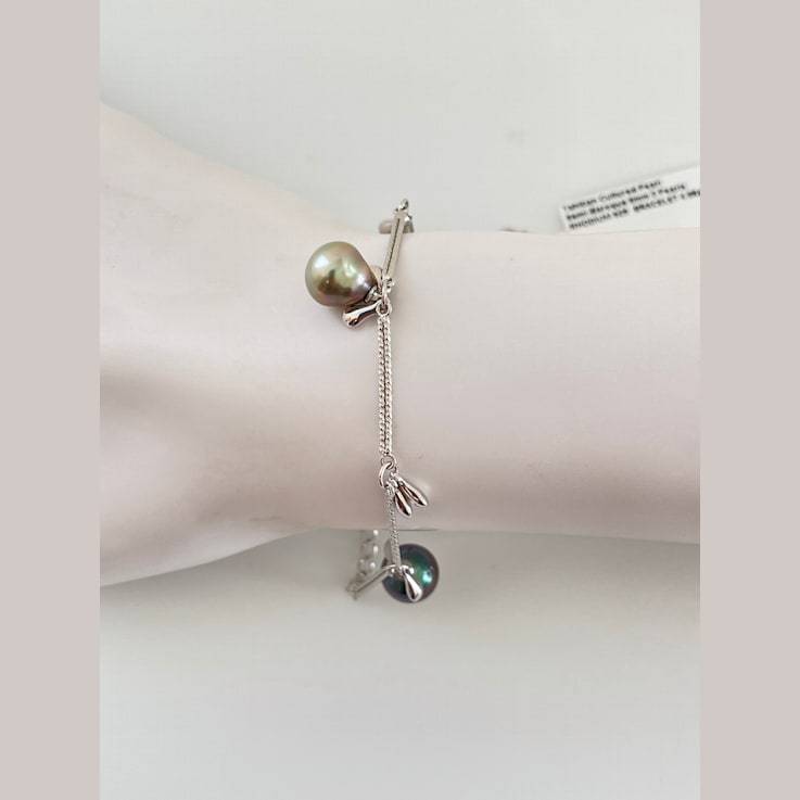 Tahitian Natural Color 9mm Cultured Pearl Adjustable Bracelet