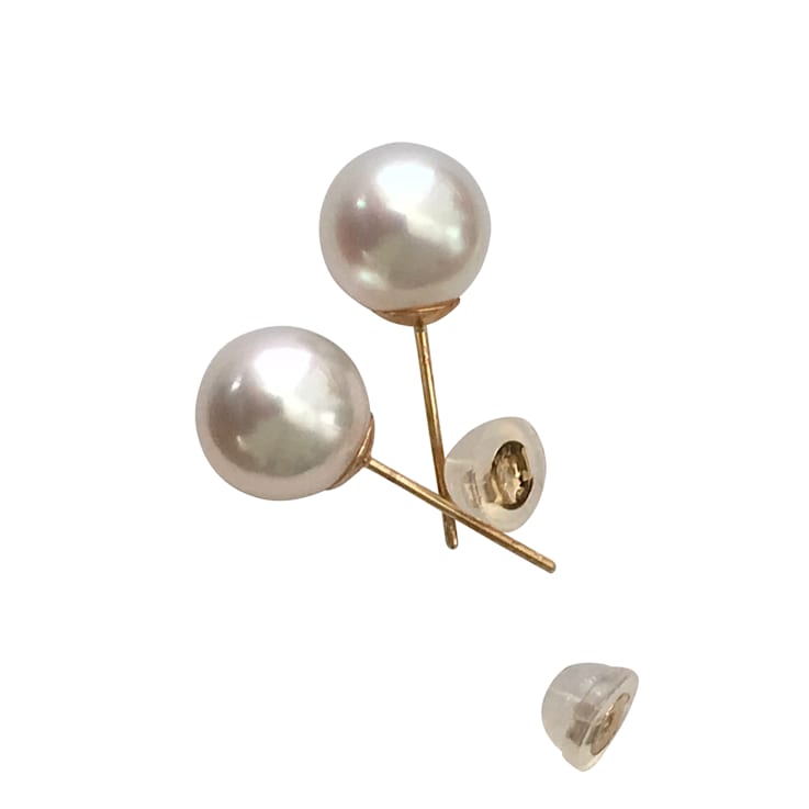 Australian Natural Color White South Sea Cultured Pearl 10mm AAA Grade
Stud Earrings with 14k Gold