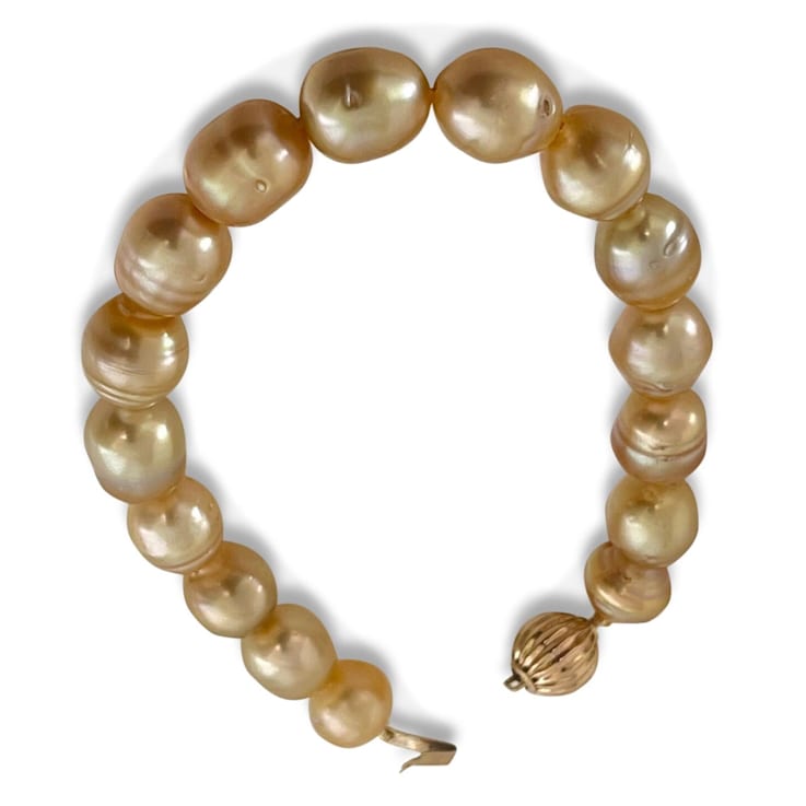 Golden South Sea 9mm Cultured Pearl Bracelet with 14k Yellow Gold Clasp