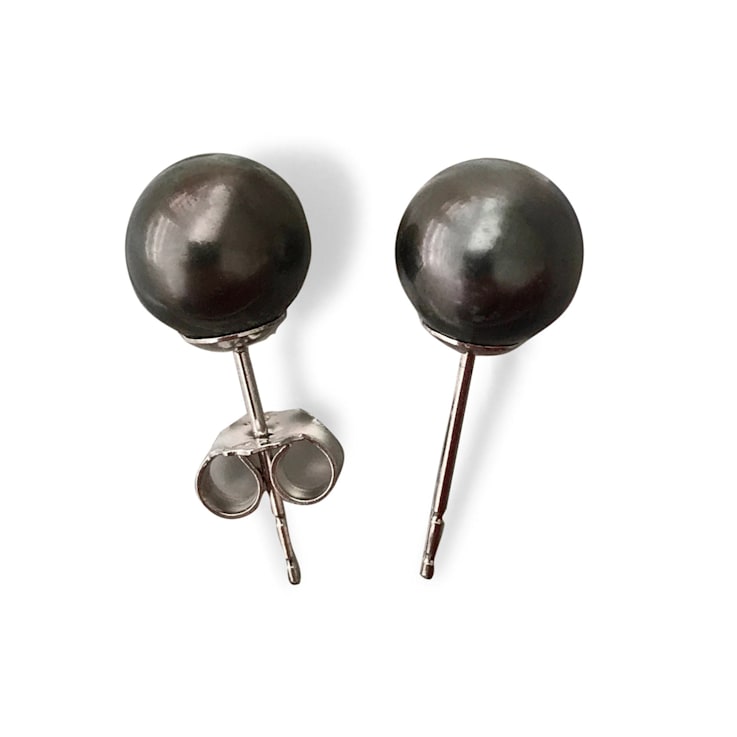 Top Quality Round AAA High Luster Very Clean 9mm Dark Tahitian Cultured
Pearl Earrings with 14k Gold