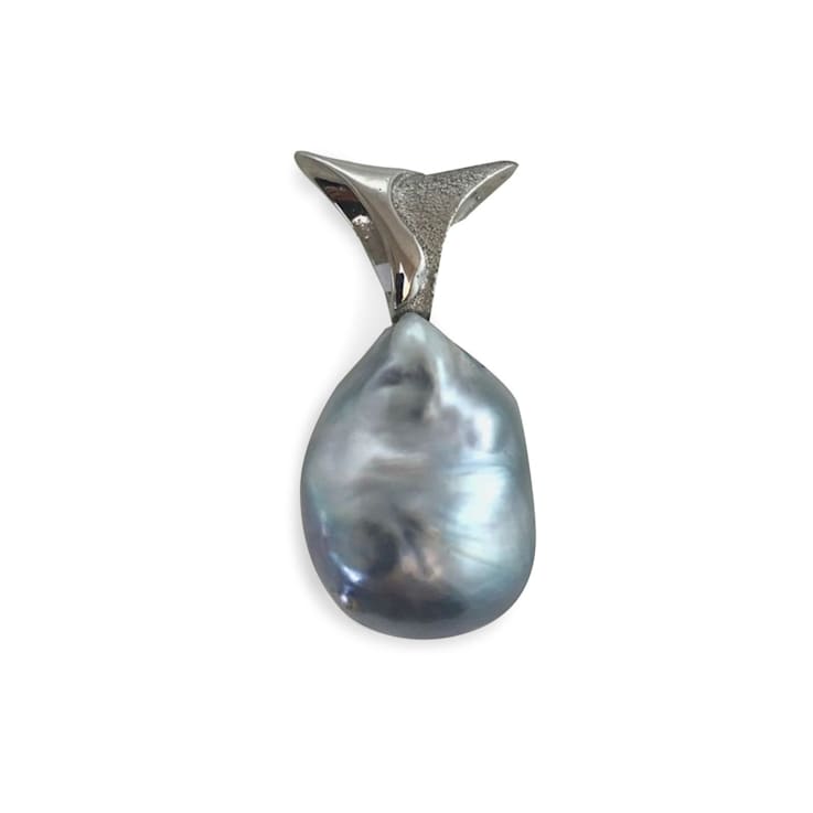14-15mm Rare Baby Blue Natural Color Baroque South Sea Cultured Pearl Pendant