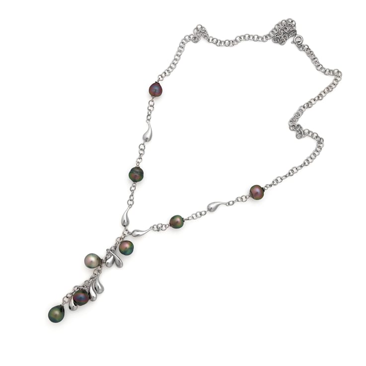 Stylish Necklace with 8 High Luster Vivid Peacock Natural Color 8-9mm
Tahitian Cultured Pearls