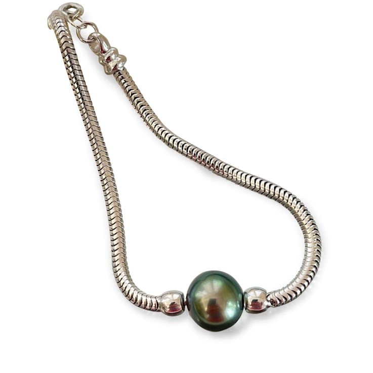 11.5mm Natural Color Super Peacock AAA1 Near-Round Tahitian Cultured
Pearl Bracelet