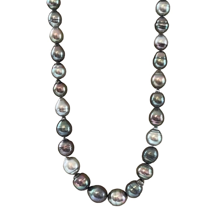 7-11mm Tahitian And Southsea Multi Color Drop Baroque Long Necklace With  14k Clasp Auction