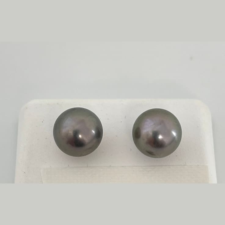 High Luster Tahitian Cultured Pearl 10mm Natural Color Rose Peacock
Earrings with 14K Yellow Gold