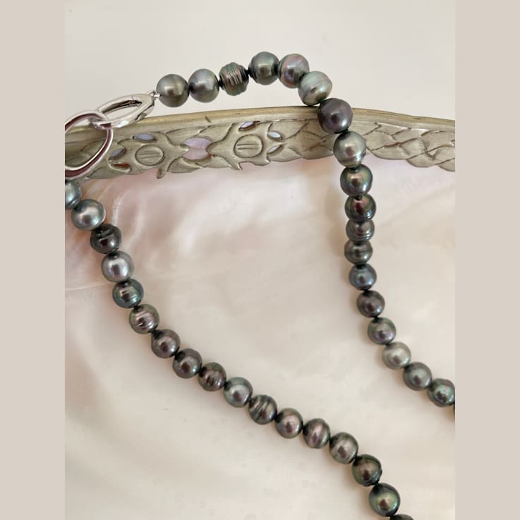 Buy 18 14-15mm Baroque Tahitian Black Pearl Strand Nacklace W/ 14K Gold  Clasp Online in India - Etsy
