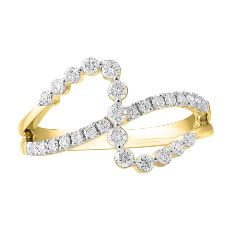 0.50ctw Round White Diamond Open Design Bypass Ring in 14KT Yellow Gold