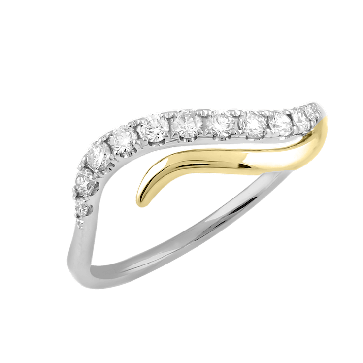 0.28ctw Round White Diamond Wave Style Band Ring in 14K Two-Tone Gold