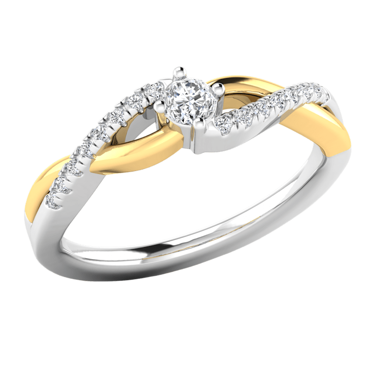 0.20ctw Round White Diamond Crossover Ring in 14KT Two-Tone Gold