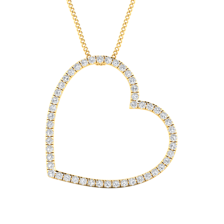 1.07Ct Round White Natural Diamond Valentien Special Heart Pendant in
14KT Yellow Solid Gold