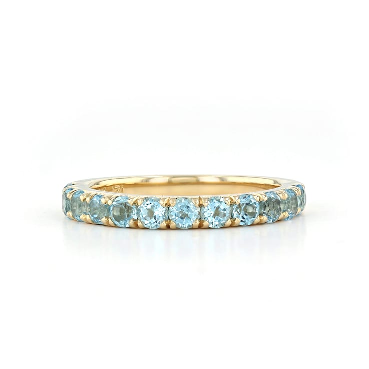 14K Yellow Gold Blue Topaz Stackable Ring