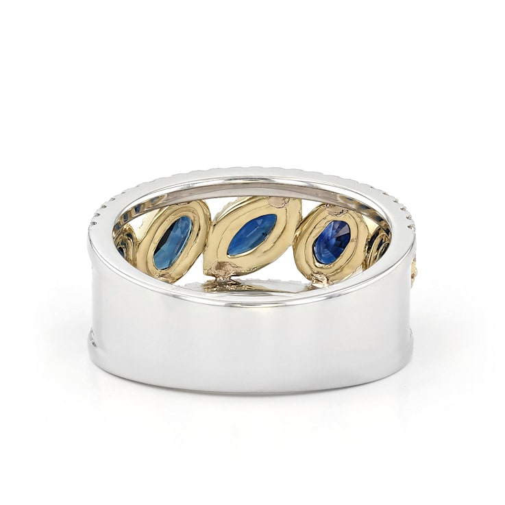 14K Yellow and White Gold Sapphire and Diamond Ring