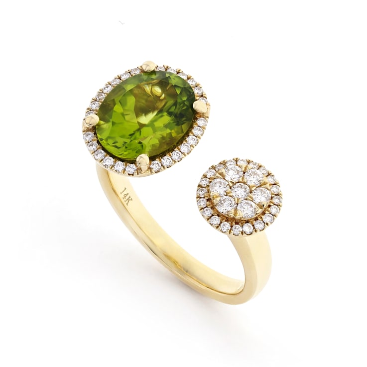 14K Yellow Gold Peridot and Diamond Ring