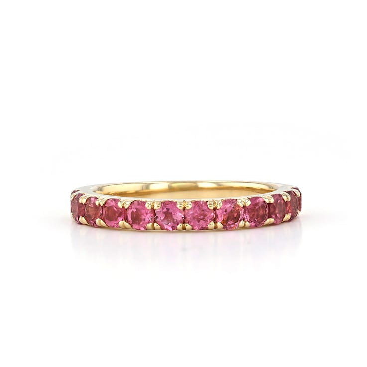 14K Yellow Gold Pink Tourmaline Stackable Ring