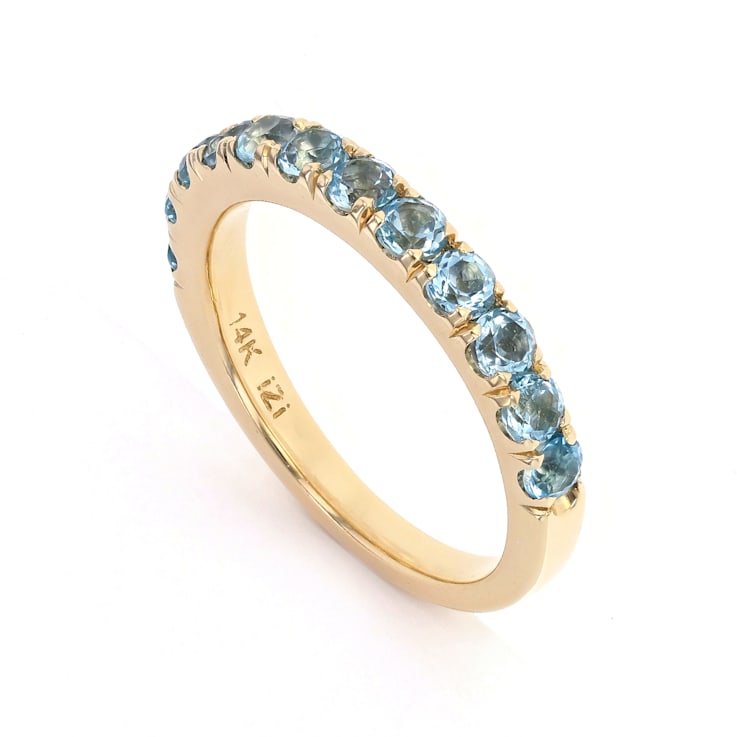 14K Yellow Gold Blue Topaz Stackable Ring