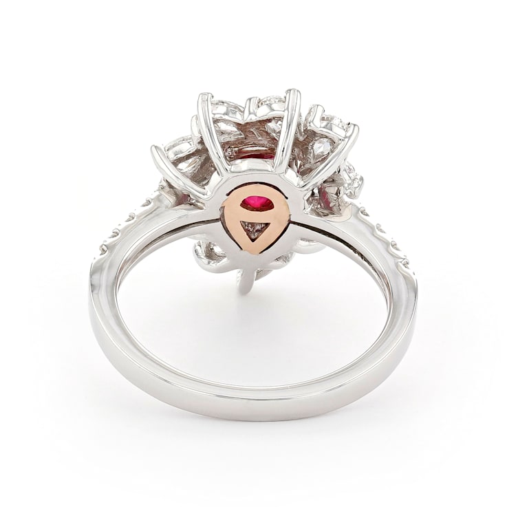 14K White Gold and 1ct Ruby and Diamond Ring
