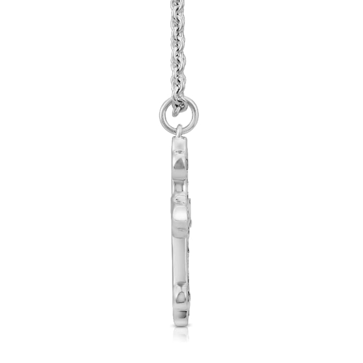Diamond 0.25Ctw Sterling Silver Cross Pendant With Chain