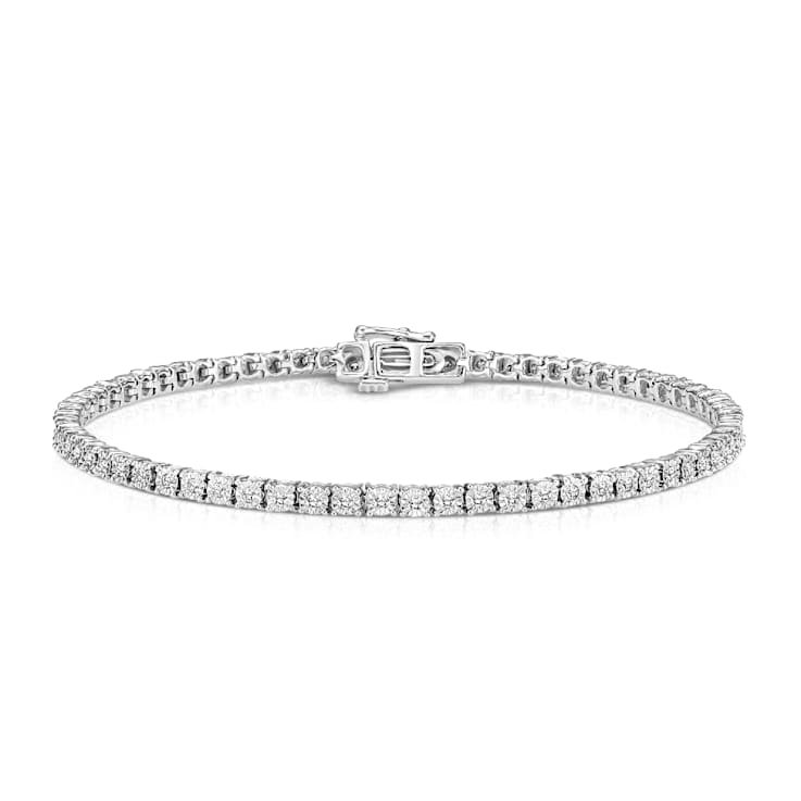 Rhodium Over Sterling Silver Diamond Bracelet 0.50ctw