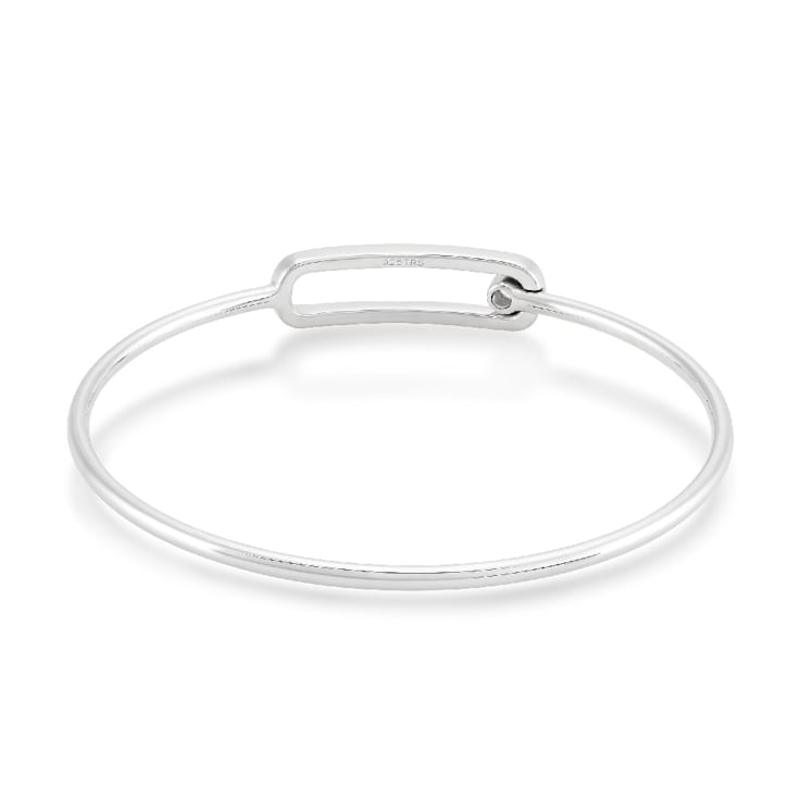 Rhodium Over Sterling Silver Diamond Bangle Bracelet 0.10ctw