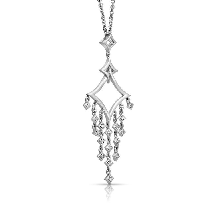 Diamond 0.10Ctw Sterling Silver Pendant With Chain