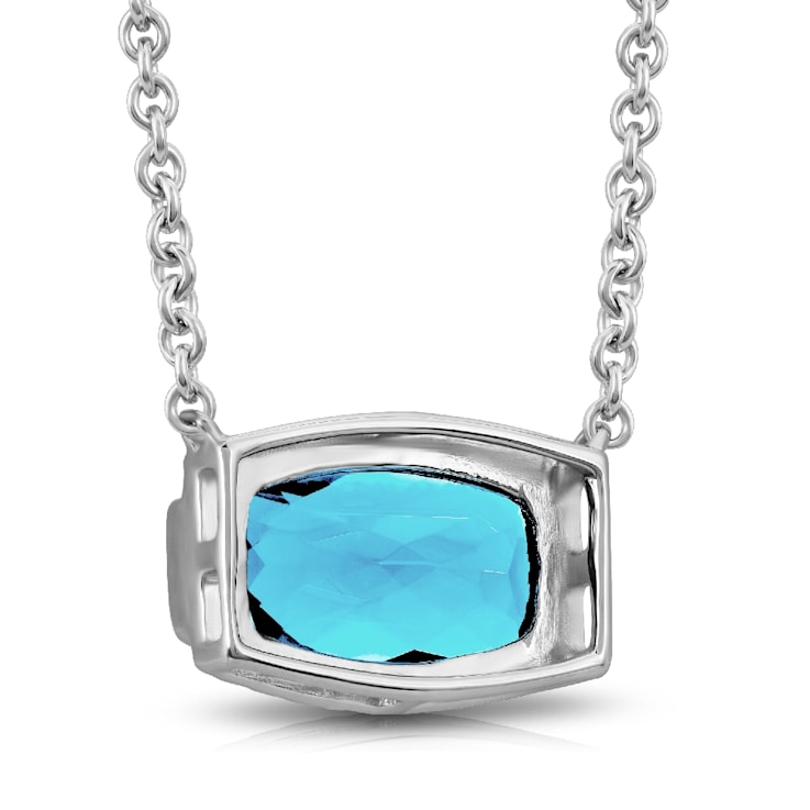 Sky Blue Topaz 1.86ct and Diamond 0.10ctw Sterling Silver Pendant With Chain