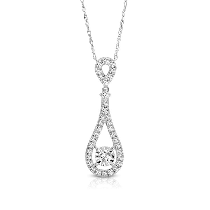 Diamond 0.50Ctw 10k White Gold Pendant With Chain